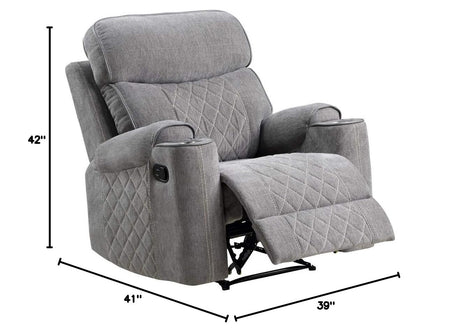 Fabric Diamond Tufted Glider Recliner in Gray