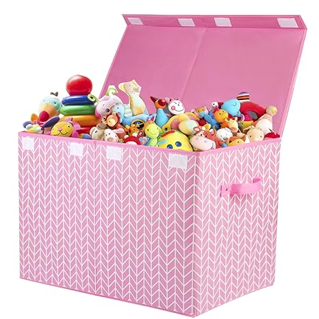 Toy Box Chest with Flip Lid, Toy Storage Organizers Bin Boxes Basket with Sturdy Handles