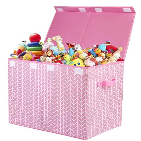 Toy Box Chest with Flip Lid, Toy Storage Organizers Bin Boxes Basket with Sturdy Handles