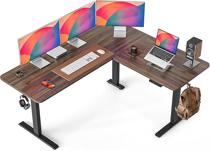 L Shaped Standing Desk, 63" Corner Standing Desk, Sit Stand L Shape Adjustable Desk