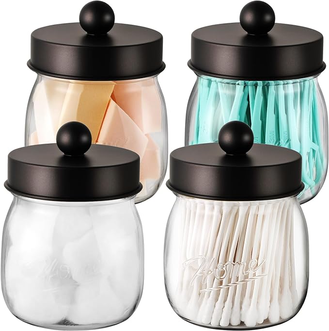 Decor Apothecary Jar Set,Mason Jar Bathroom Vanity Storage Organizer Canister