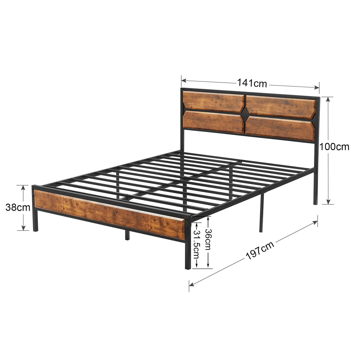 Full Size Platform Bed Frame with Wood Headboard/Mattress Foundation/