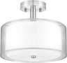 3-Light Semi Flush Mount Ceiling Light Fixture, Drum Light with Double Fabric Shade