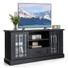 Farmhouse TV Stand for TVs up to 70 Inch, Tall TV Console w/2 Glass Doors