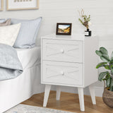 Nightstand Set of 2, White End Table with 2 Drawers Barn Door Decorated