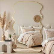 Arched Full Length Mirror 44"x76" - Gold Wave Floor Mirror with Stand
