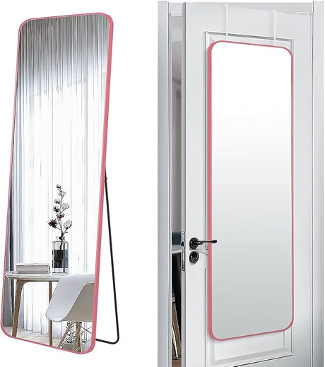 47x14 Mirror Full Body Length Door Hanging or Wall Mounted Metal Frame Dressing Mirrors for Entryway Girl Bedroom Bathroom Living Room 47 14 inch Pink Rose Gold