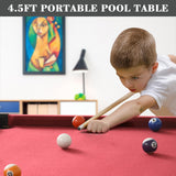 RayChee 4.5ft Portable Pool Table, Compact Billiards Table for Kids Teens Adults