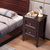 Bedside Tables Set of 2, Farmhouse Brown Nightstands with Storage Drawers