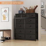 Dresser for Bedroom with 11 Drawer, Dressers & Chests of Drawers with Side Pockets,