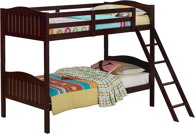 Littleton Twin Over Twin Bunk Bed with Ladder Black