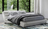 Adonis Black Tufted Genuine Leather Platform Bed - Queen