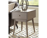 Paulrich Mid Century Accent Table with USB Ports, Grayish Brown