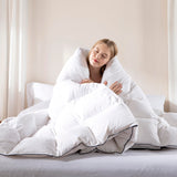 Feather Comforter Queen Size, White Fluffy Duvet Insert Queen Filled with Down & Feather