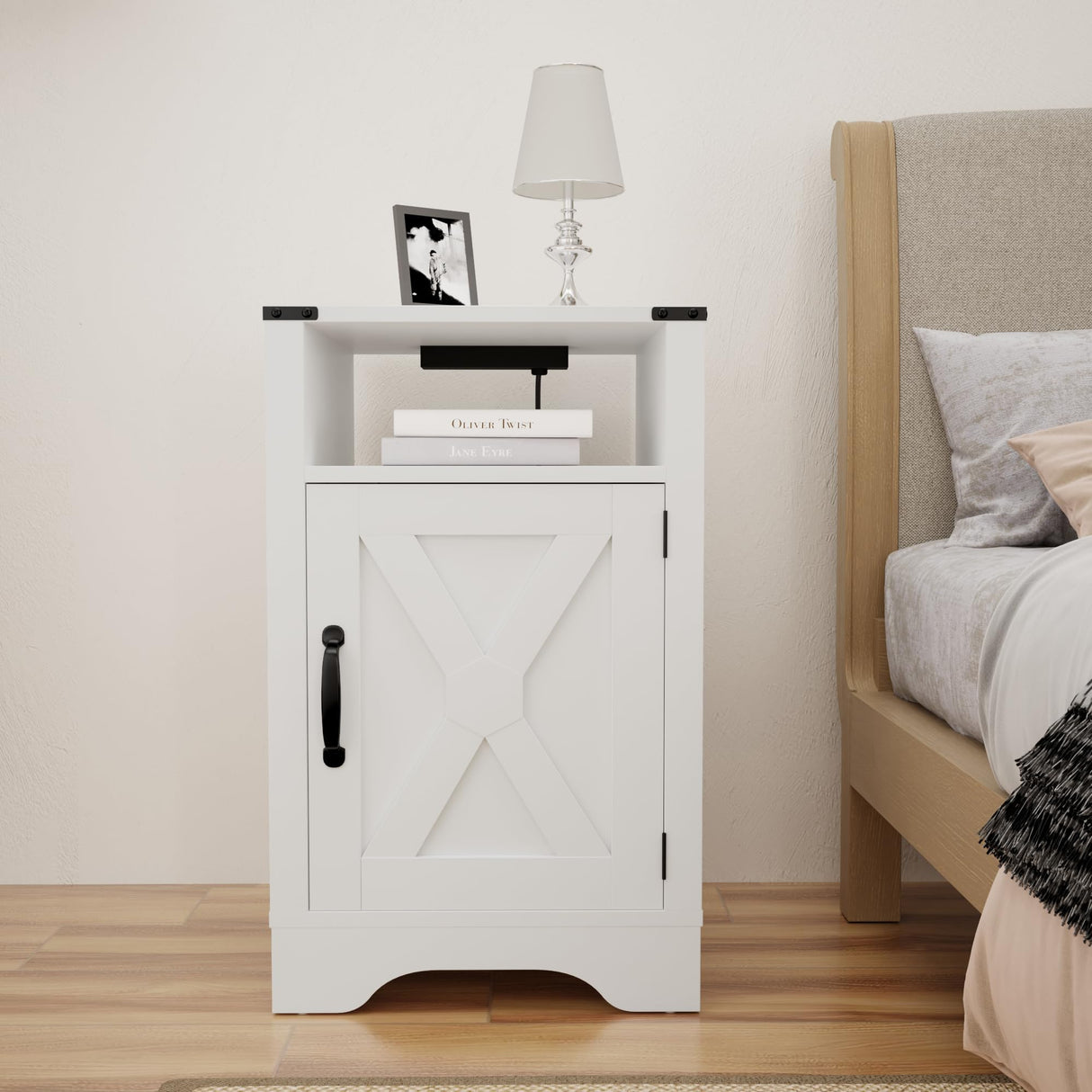 Nightstand Side Table, Wooden Rustic End Table