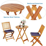 3 PCS Patio Folding Bistro Set, Outdoor Acacia Wood Chair