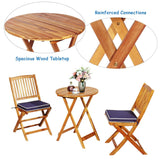 3 PCS Patio Folding Bistro Set, Outdoor Acacia Wood Chair