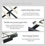 Queen Size Bed Frame with Headboard, Platform Bed Frame with LED Lights&4 Storage Drawers,