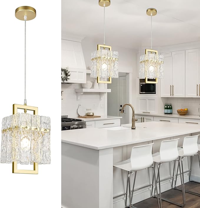 Modern Black Crystal Chandeliers for Dining Room, Luxury Water Ripple Glass Light Fixture