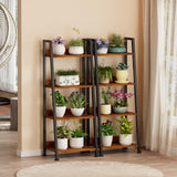 4-Tier Ladder Shelf, Ladder Bookshelf with Removable Drawer, Rustic Bookcase Storage