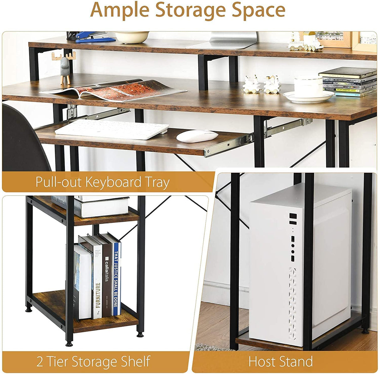 Computer Desk, Rustic Brown