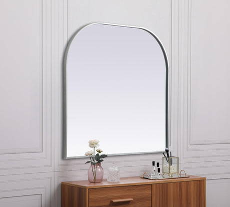 Decor Blaire 36x34 Arch Modern MDF Wood/Iron Mirror in Black