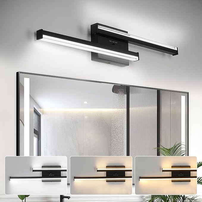 32" Vanity Lights Fixtures Over Mirror Wall Sconce, LED Modern Matte Black Vanity