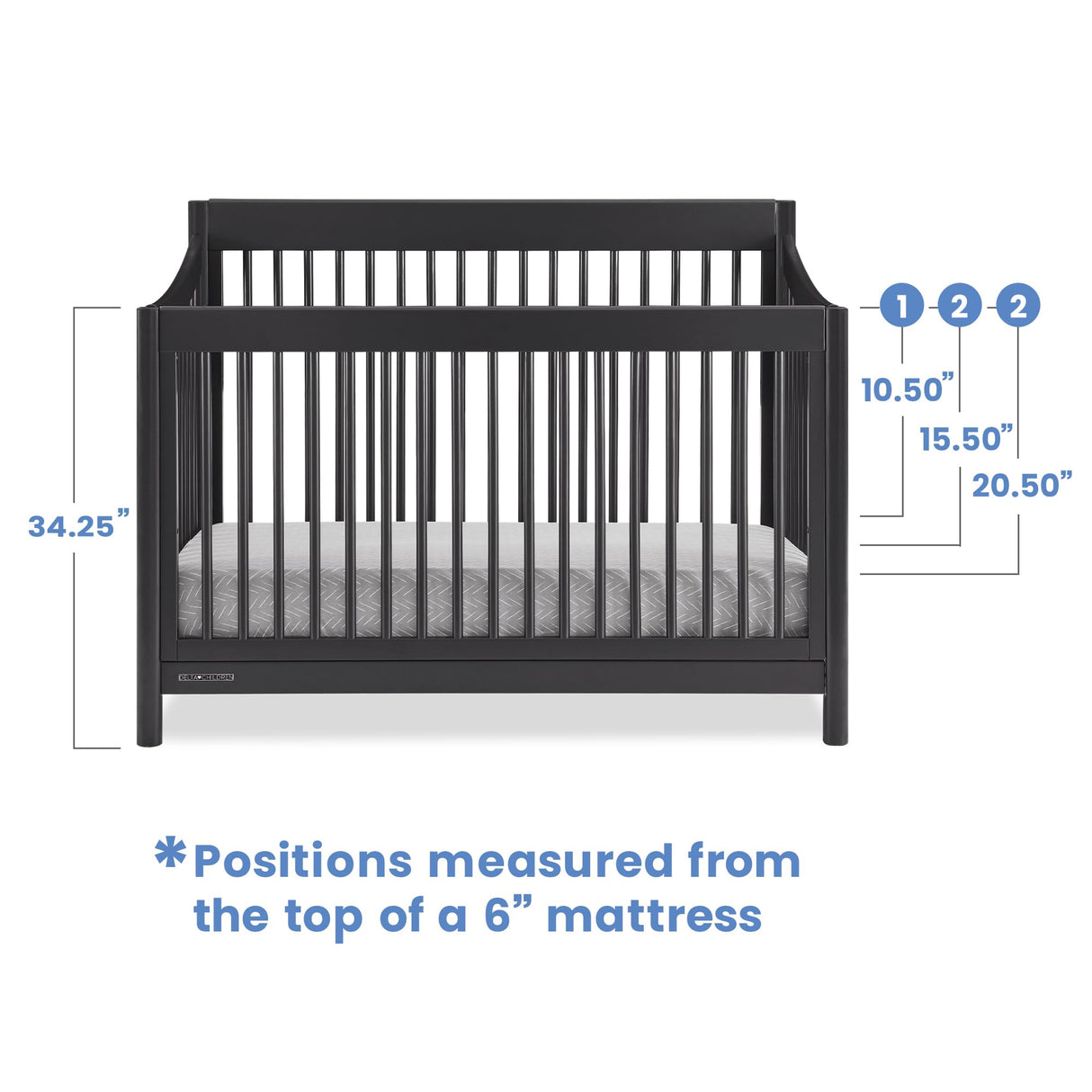 Brooks 6-in-1 Convertible Crib, Midnight Grey + Simmons Kids Quiet Nights Breathable