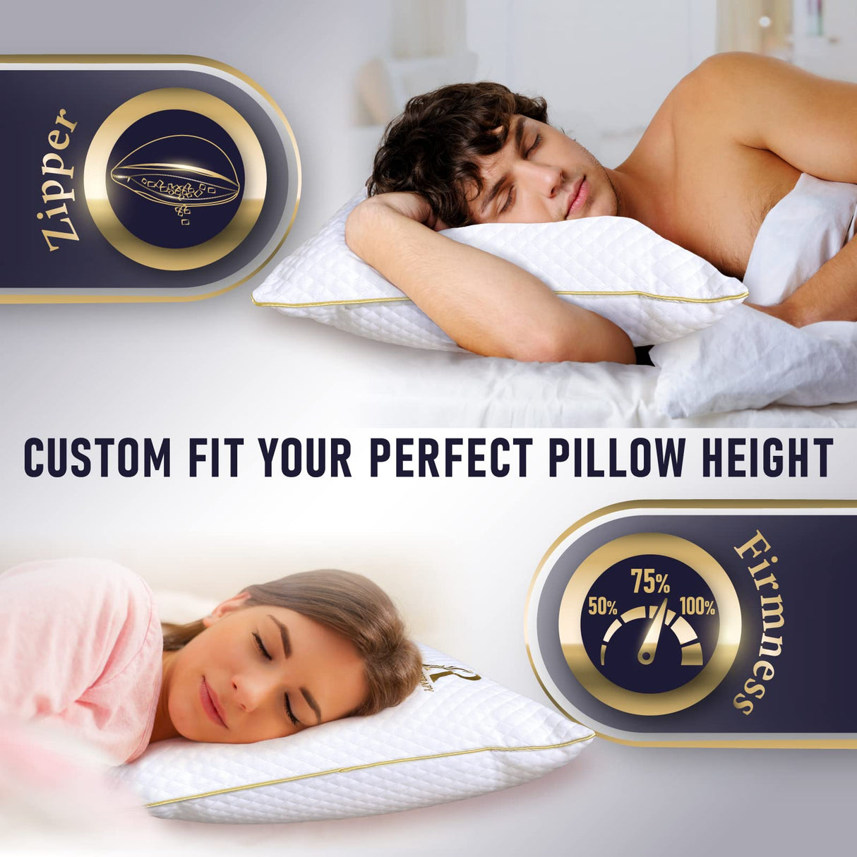 2-Pack King Pillows, Memory Foam Pillow, Rayon Derived from Bamboo Pillow