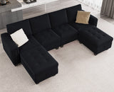 Velvet U Shaped Sectional Sofa Couch with Storage Ottoman Convertibel Sectional Sofa