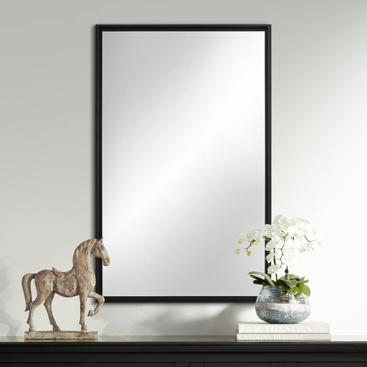 Vega Matte Black 24" x 38" Rectangular Wall Mirror