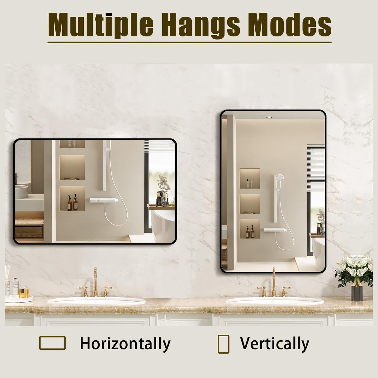 Bathroom - Wall - Mirror - for Over Sink 16x24inch, Wall-Mounted Vanity Mirror