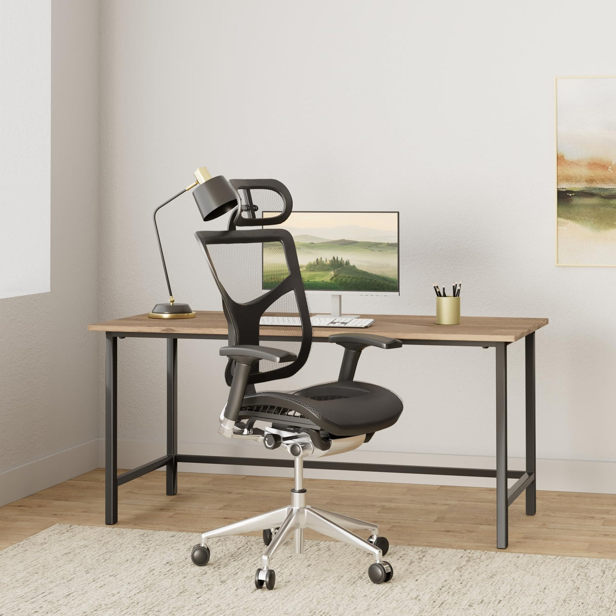 Dreem XL Ergonomic Office Chair - Mesh Hi Back Executive Desk Chair - Polished Alumimum Base