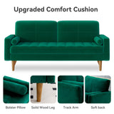 Loveseat Sofa, 70.5" Green Velvet Couch Love Seat Couches with Tufted Seat