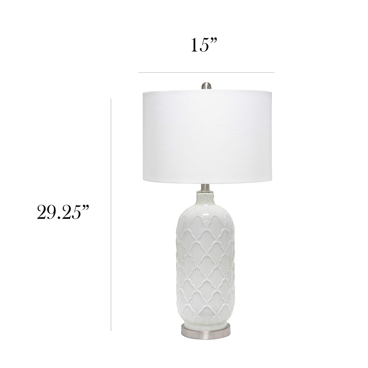 LT3322-WHT White and Brushed Nickel Glass Table Lamp