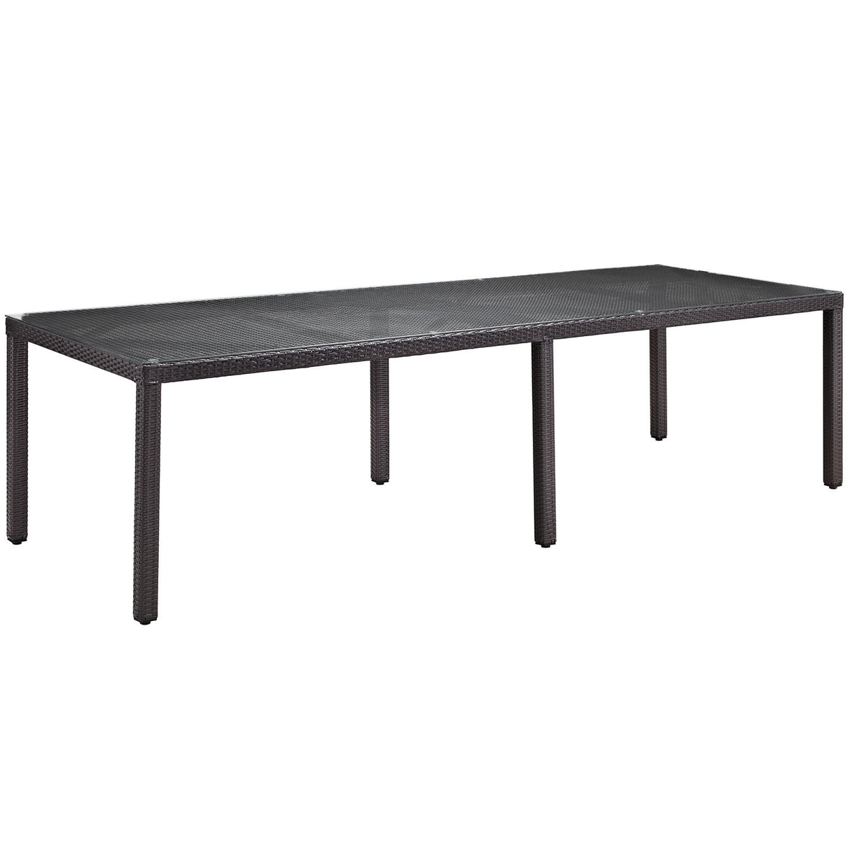 Convene Wicker Rattan Outdoor Patio 114" Rectangular Dining Table in Espresso