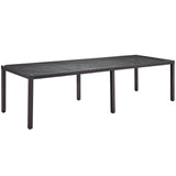 Convene Wicker Rattan Outdoor Patio 114" Rectangular Dining Table in Espresso