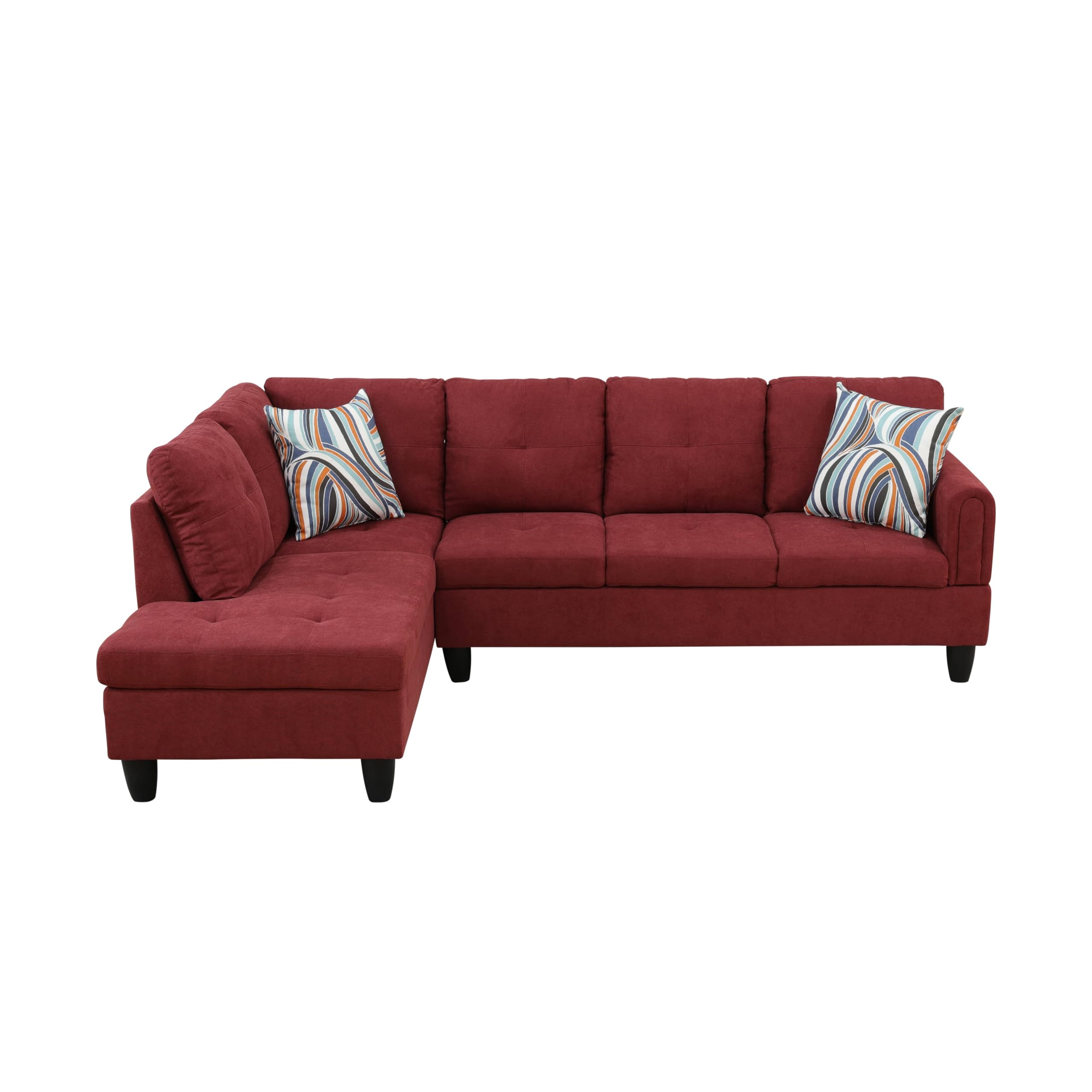 2 Pieces Sofa with Left Chaise Flannel L Shaped Cloud Couch for Living room