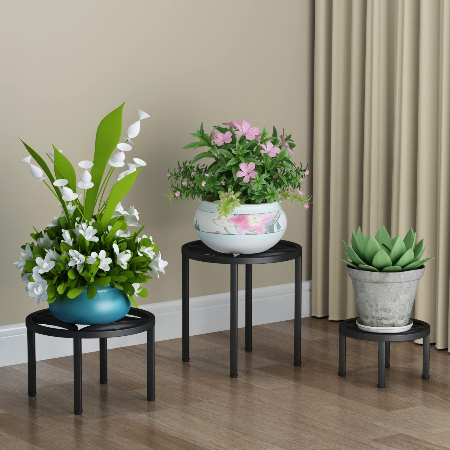 Set of 3 Metal Plant Stand for Heavy Potted Plant for Home Indoor and Outdoor