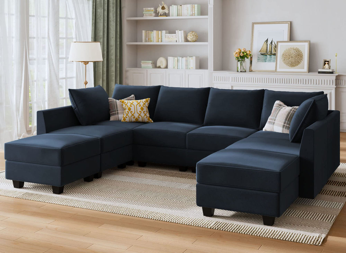 Modular Sectional Sofa with Ottoman Oversized U Shaped Couch with Reversible Chaise