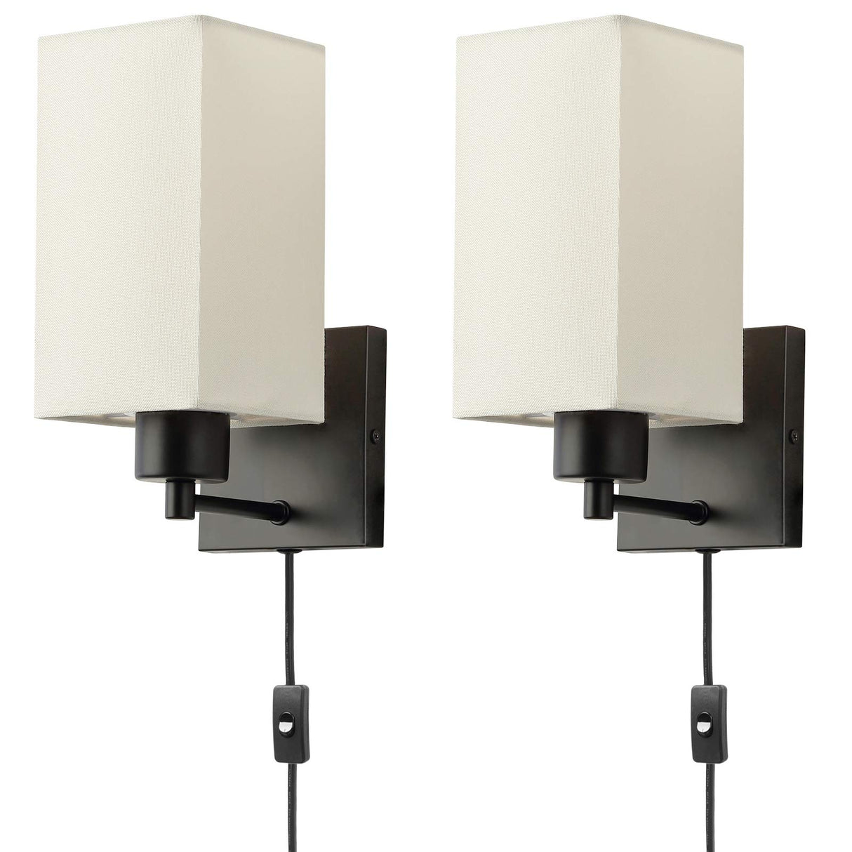 Plug in Wall Sconce Set of 2, Rustic Wall Lamp with Plug-in Cord and On/Off Toggle Switch