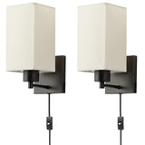 Plug in Wall Sconce Set of 2, Rustic Wall Lamp with Plug-in Cord and On/Off Toggle Switch