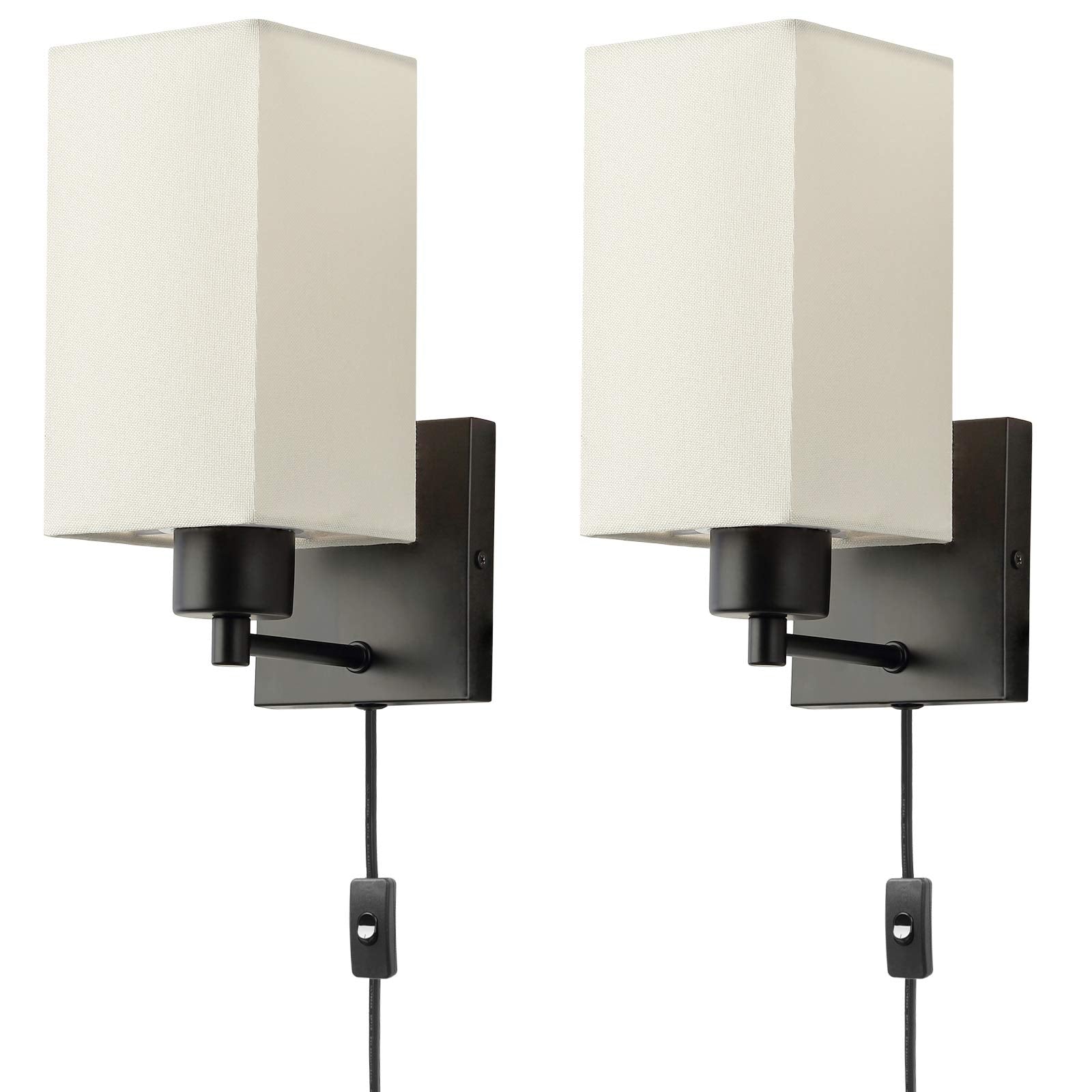 Plug in Wall Sconce Set of 2, Rustic Wall Lamp with Plug-in Cord and On/Off Toggle Switch