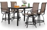 3 Piece Outdoor Bar Set, Counter Height Patio Bar Bistro Table and Swivel