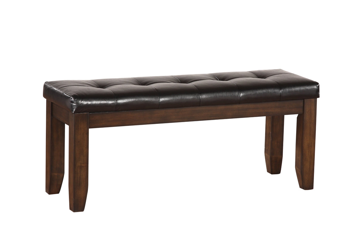 Urban Faux Leather Tufted Dining Bench in Black and Espresso