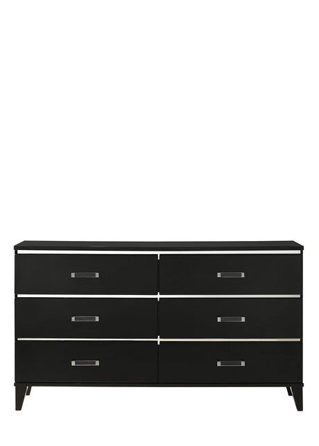 Chelsie Rectangular Wooden Dresser with 6 Drawers and Tapered Legs