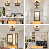 4-Light Farmhouse Wood Semi Flush Mount Ceiling Light