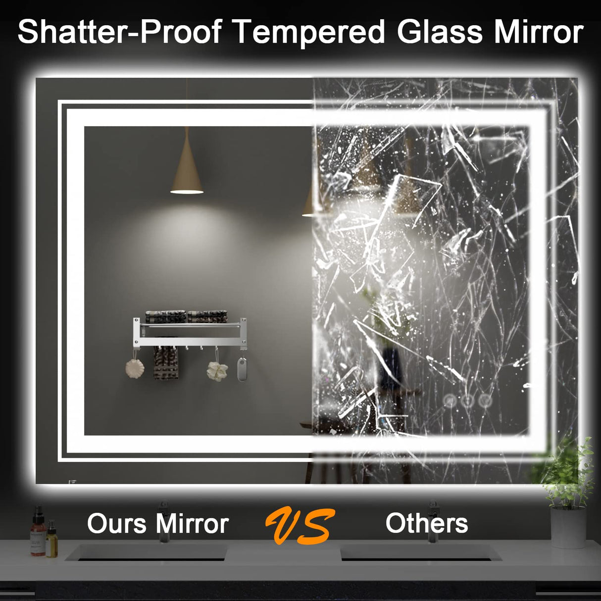 Bathroom Mirror, 84"X32" with Front and Backlit, Anti-Fog, Large Bathroom Vanity Mirror