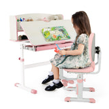 Kids Desk and Chair Set, Height Adjustable Children School Study Table