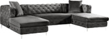 Gail Collection Modern | Contemporary Velvet Upholstered 3 Piece Sectional